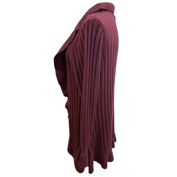 18/20 Avenue Sweater Collection Womens Eggplant Open Cardigan - Picture 4 of 9